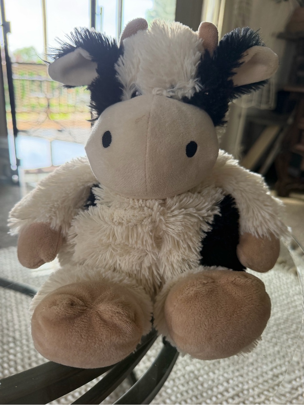 Warmies Microwavable Scented Cow Plush Toy Medium 14-24 in Black White Beige